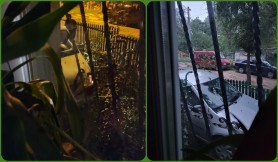 FOTO // Un șofer la un pas să ajungă cu mașina în casă la Gheorghe Urschi. S-a tamponat în peretele blocului în care trăiește maestrul